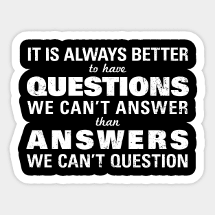 Questions vs Answers Atheist Skeptic Sticker